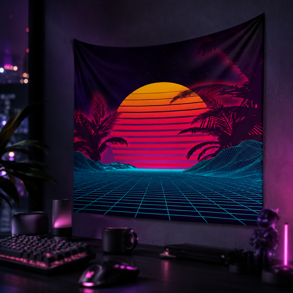 Vantage — Synthwave Sunset Tapestry