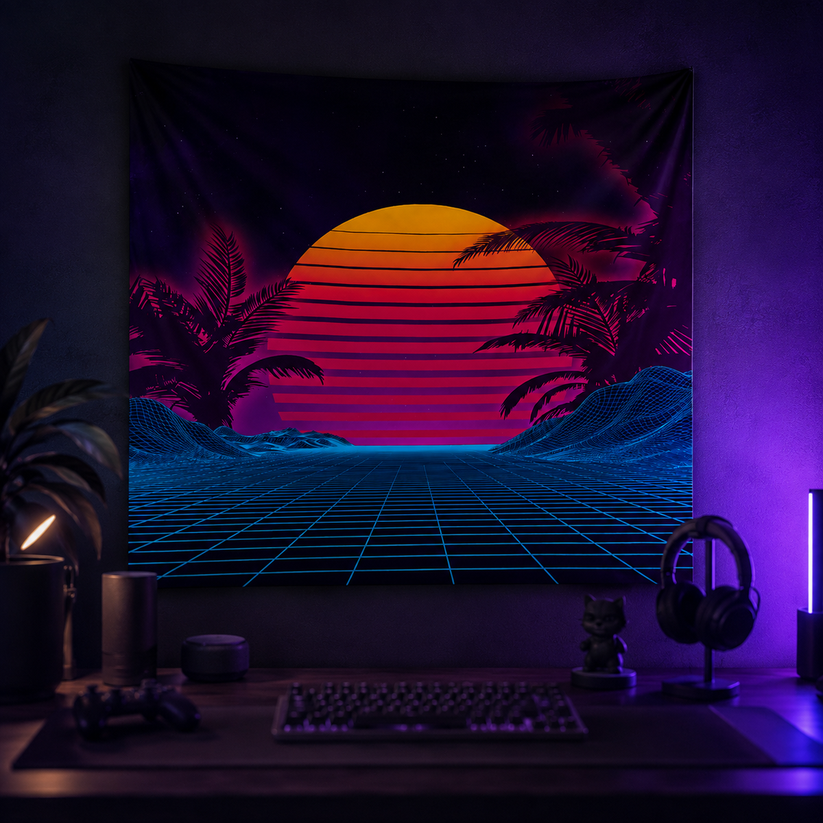 Vantage — Synthwave Sunset Tapestry