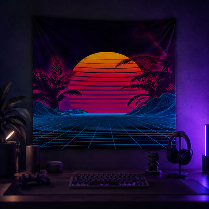 Vantage — Synthwave Sunset Tapestry