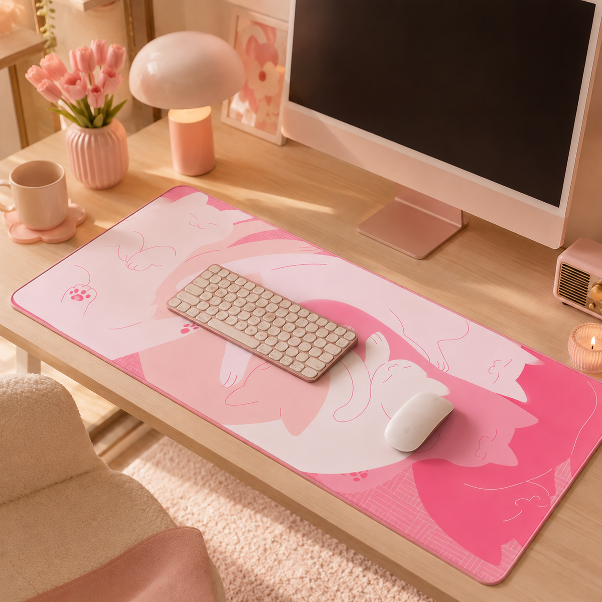 Tashirojima — Sakura Cat Mouse Pad